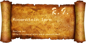 Rosenstein Imre névjegykártya